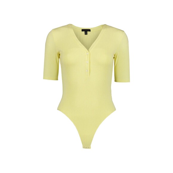 ATM Anthony Thomas Melillo womens Short Sleeve Bodysuit sz XL Yellow Henley $225 - Picture 4 of 13
